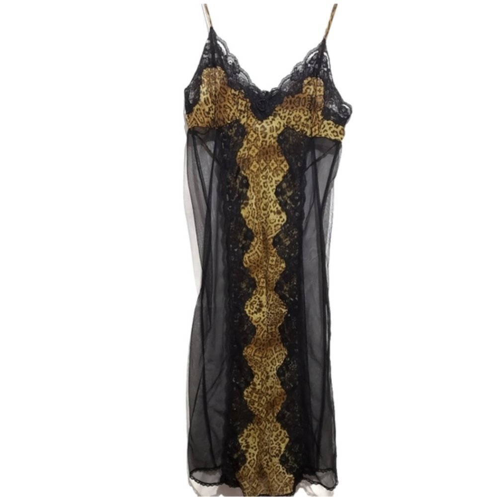 vintage sheer lace leopard night gown lingerie